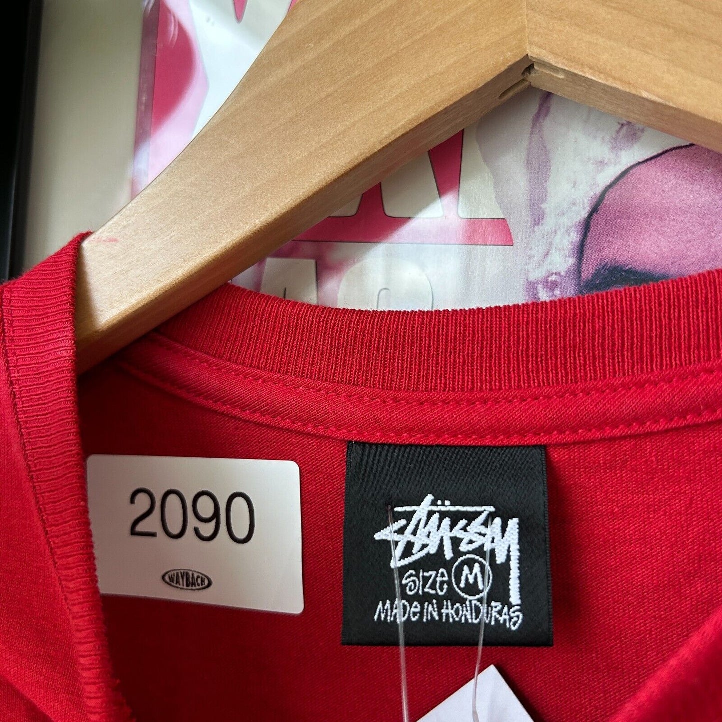 STUSSY Mosaic Tile Logo Red T-Shirt sz M Adult New With Tags