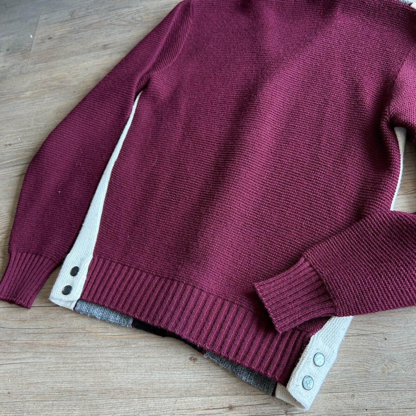 VINTAGE 70s | Campus Vertical Striped Cardigan Knit Sweater sz S/M