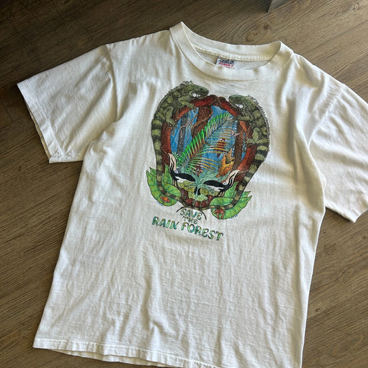 VINTAGE 1989 | Save The Rain Forest Reptile Grateful Dead Earth T-Shirt sz M