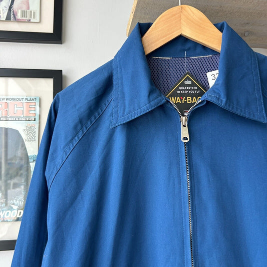 VINTAGE 90s | Blank Blue Zip Up Club Jacket sz M