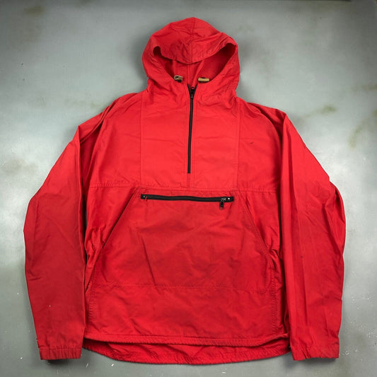 VINTAGE 90s L.L Bean Red Anorak 1/4 Zip Windbreaker Jacket sz Large Men