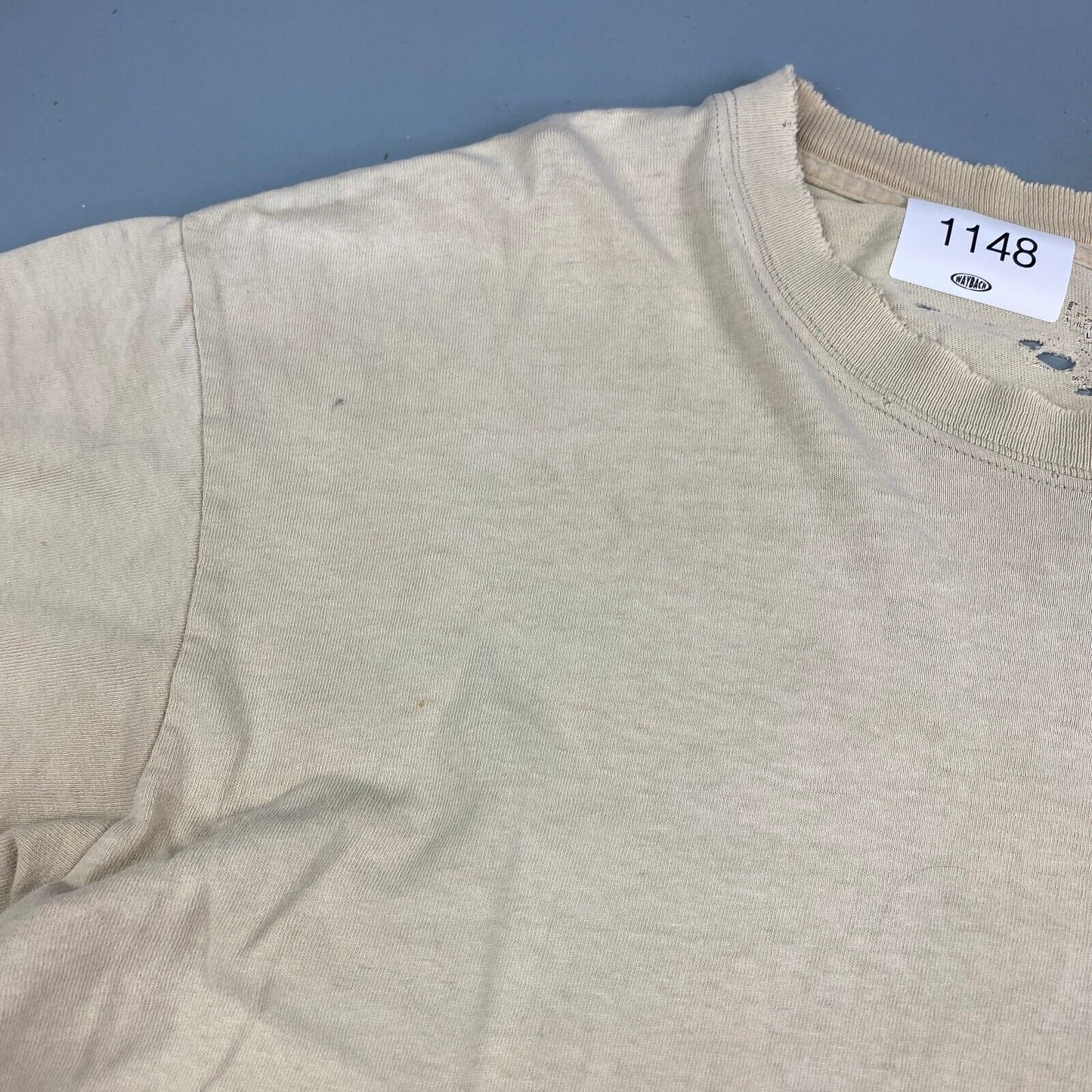 VINTAGE Whiteman AFB Jet Faded Tan Distressed T-Shirt sz Large Adult