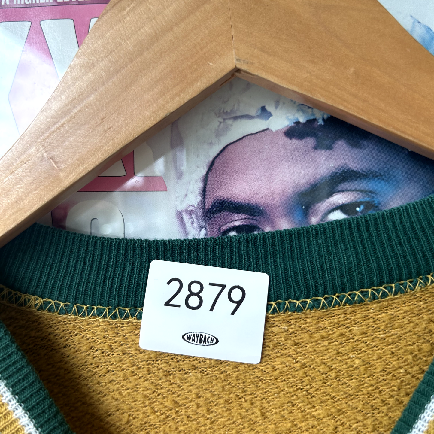 VINTAGE 1980s | Yellow Ribbed Raglan Blank Crewneck Sz Small