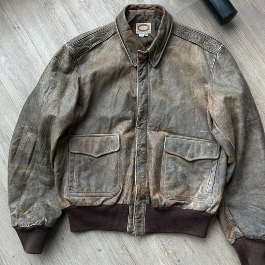 VINTAGE | Banana Republic A2 Flight Leather Bomber Jacket sz 44 M/L