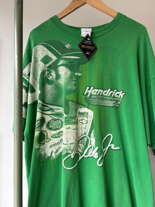 VINTAGE | Dale Earnhardt Jr. All Over Nascar Print Racing T-Shirt sz XXL Adult