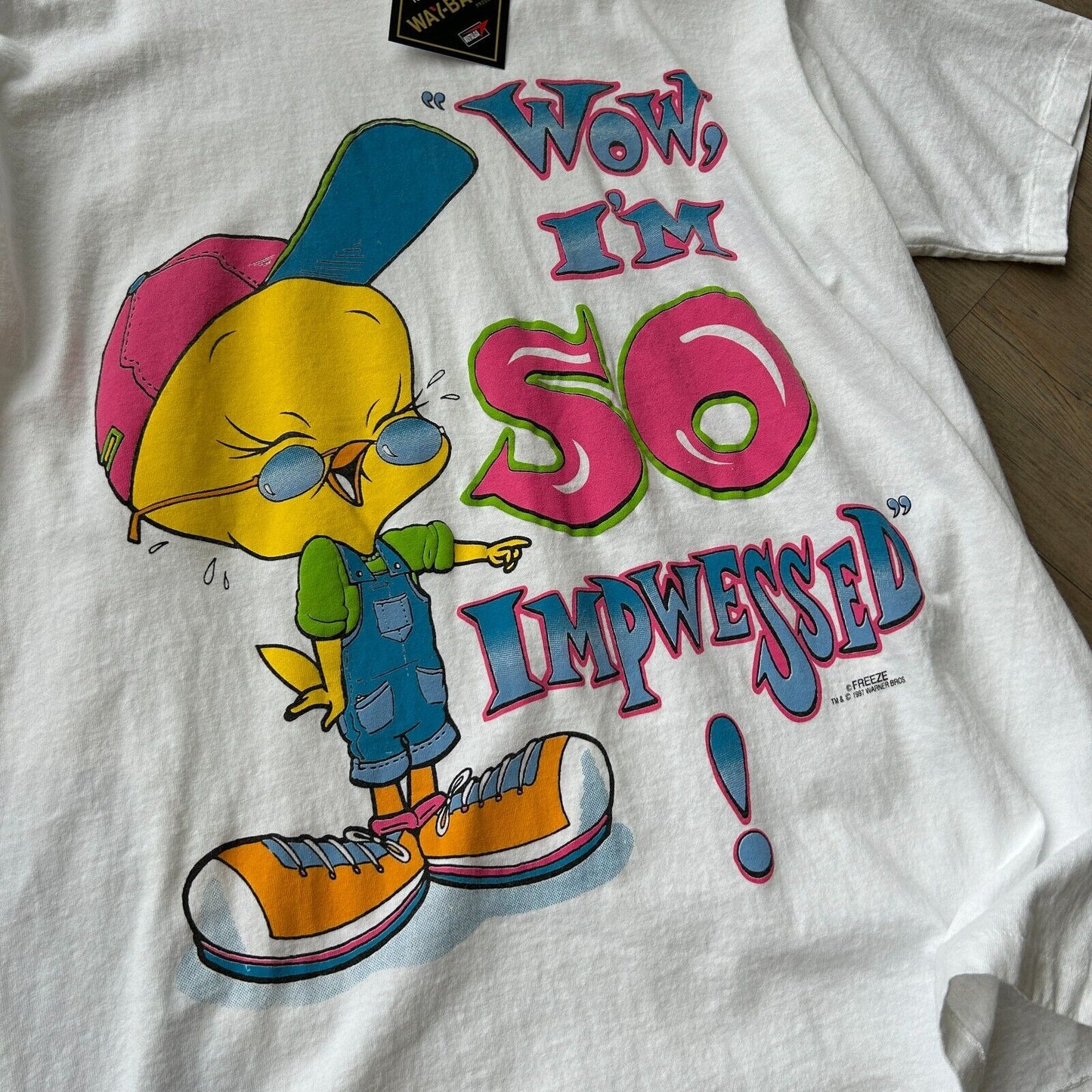 VINTAGE 1997 | Looney Tunes Tweety Bird So Impressed Cartoon T-Shirt sz L Adult