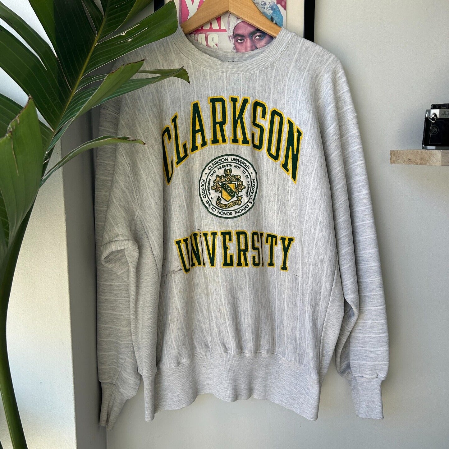 VINTAGE 90s | Clarkson University Vertical Striped Crewneck Sweater sz XL Adult