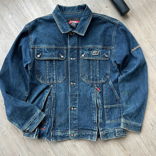 VINTAGE | Johnny Blaze Hidden Zip Pocket Denim Trucker Jacket sz L
