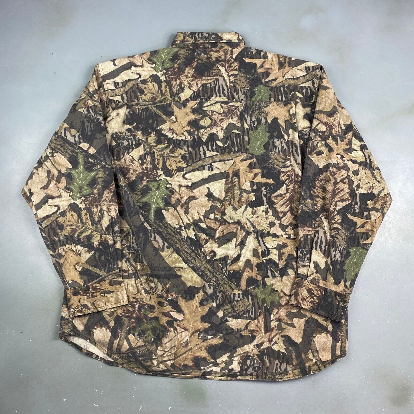 VINTAGE 90s Jerzees Mossey Oak Tree Camo Button Up Shirt sz Large Adult