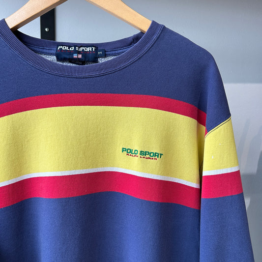 VINTAGE 90s | Ralph Lauren Polo Sport Striped Crew Sweater sz M