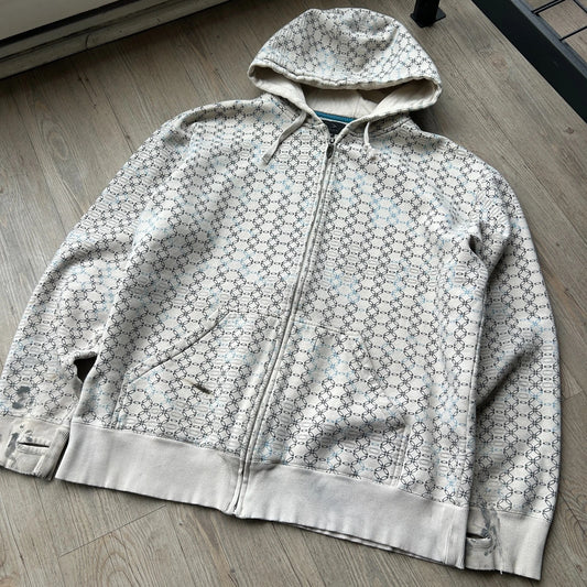 OAKLEY | Geometric Logo Thrashed Zip Up Hoodie Sweater sz XL