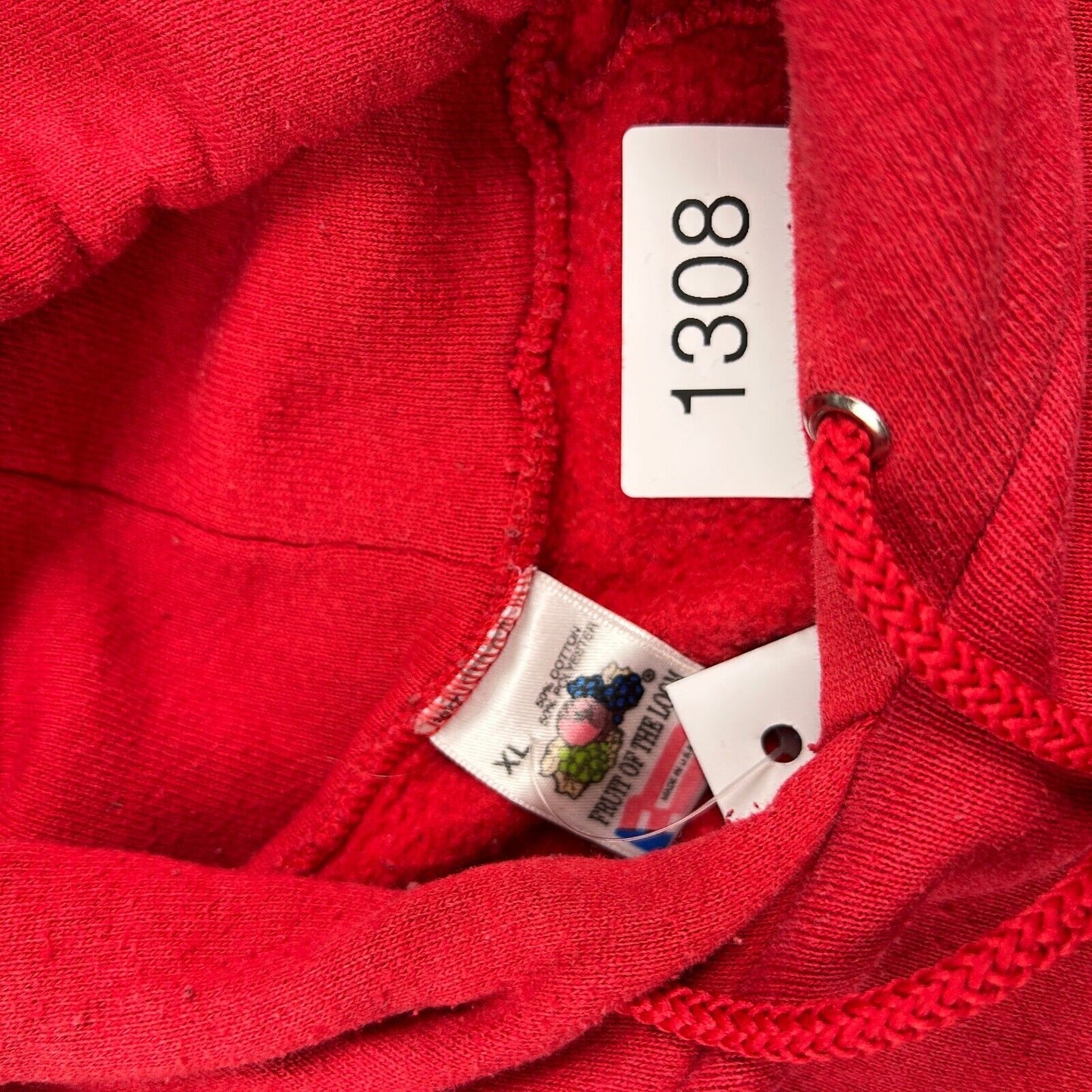 VINTAGE 90s FOTL Blank Red Hoodie Sweater sz Large Mens