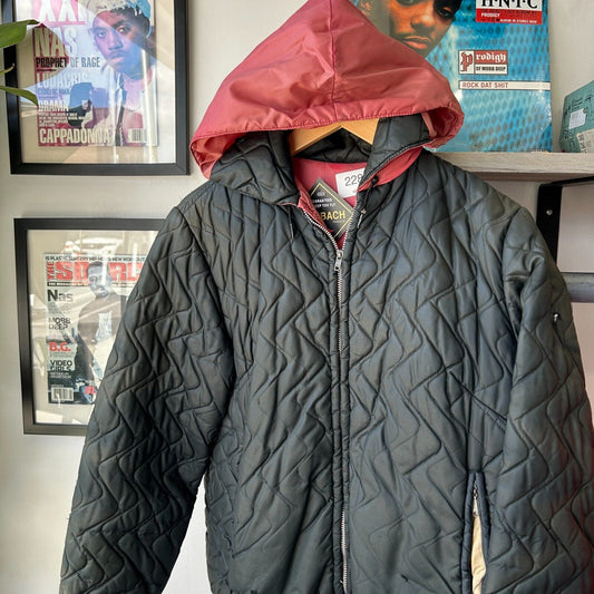 VINTAGE 70s 80s | Blank Sun Fade Black Nylon Liner Bomber Jacket sz M Adult