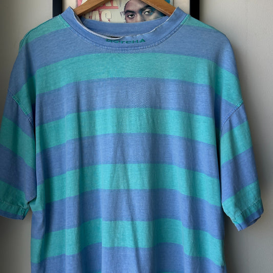 VINTAGE 80s | Gotcha Surfing Faded Striped T-Shirt sz L