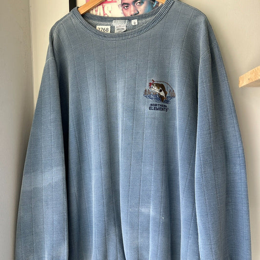 VINTAGE 90s | Northern Elements Faded Clay Blue Crew Sweater sz L