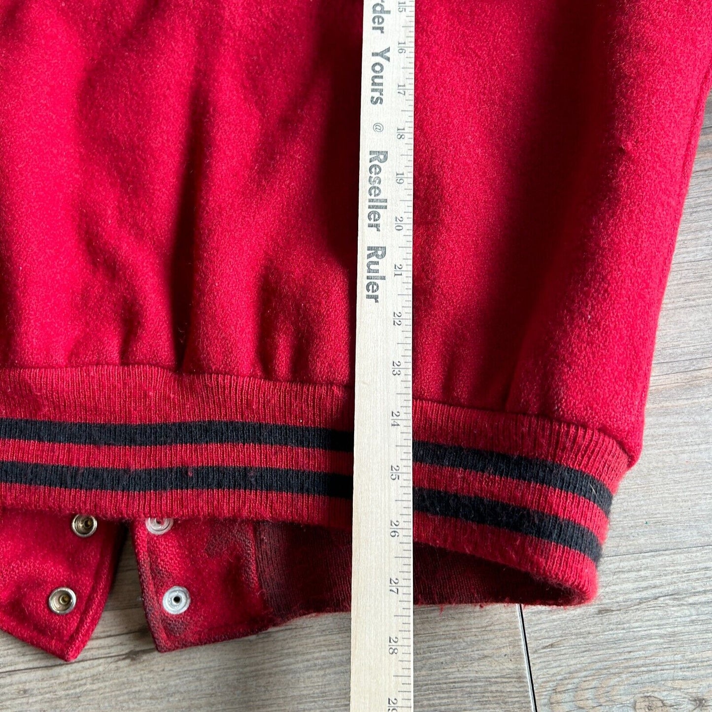 VINTAGE | Ripon Red / Black Leather Varsity Football Jacket sz L 46 Adult