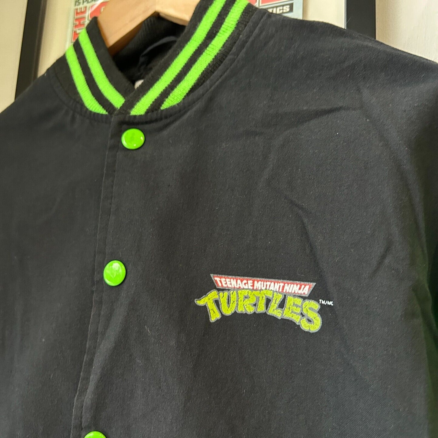 VINTAGE 90s | Teenage Mutant Ninja Turtles Button Snap Bomber Jacket sz XS Adult