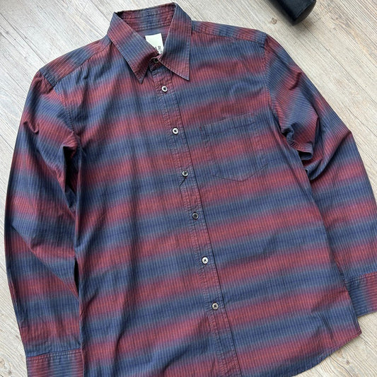 A.A.R Against All Risks Yohji Yamamoto Pinstripe Graident Button Down Shirt sz M
