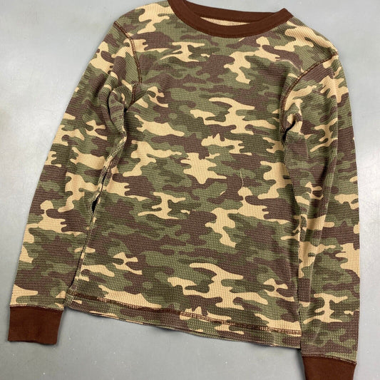 VINTAGE Camo Thermal Long Sleeve T-Shirt sz Large Youth / XS Adult