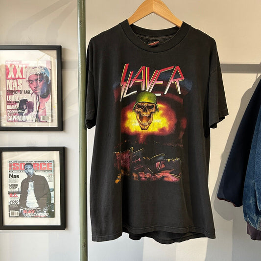 VINTAGE 90s | SLAYER Black Brockum Band T-Shirt sz L Adult