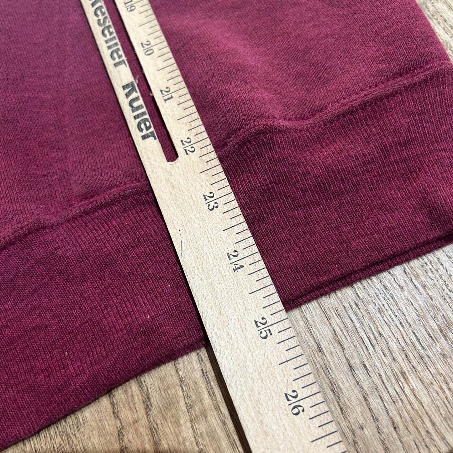 VINTAGE 80s Burgundy Blank Red Raglan Hoodie Sweater sz S Mens