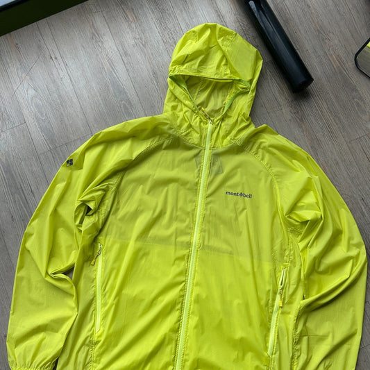 MONTBELL | Neon Yellow Transparent Ripstop Shell Jacket sz XL