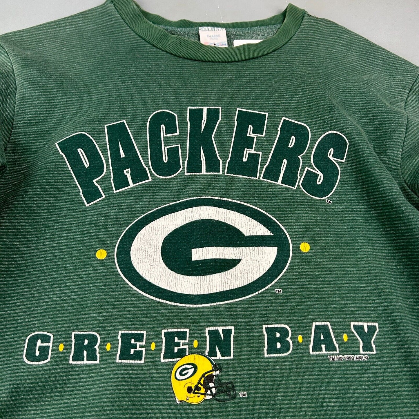 VINTAGE 1992 | NFL Green Bay Packers Striped Football Crewneck Sweater sz XS-S