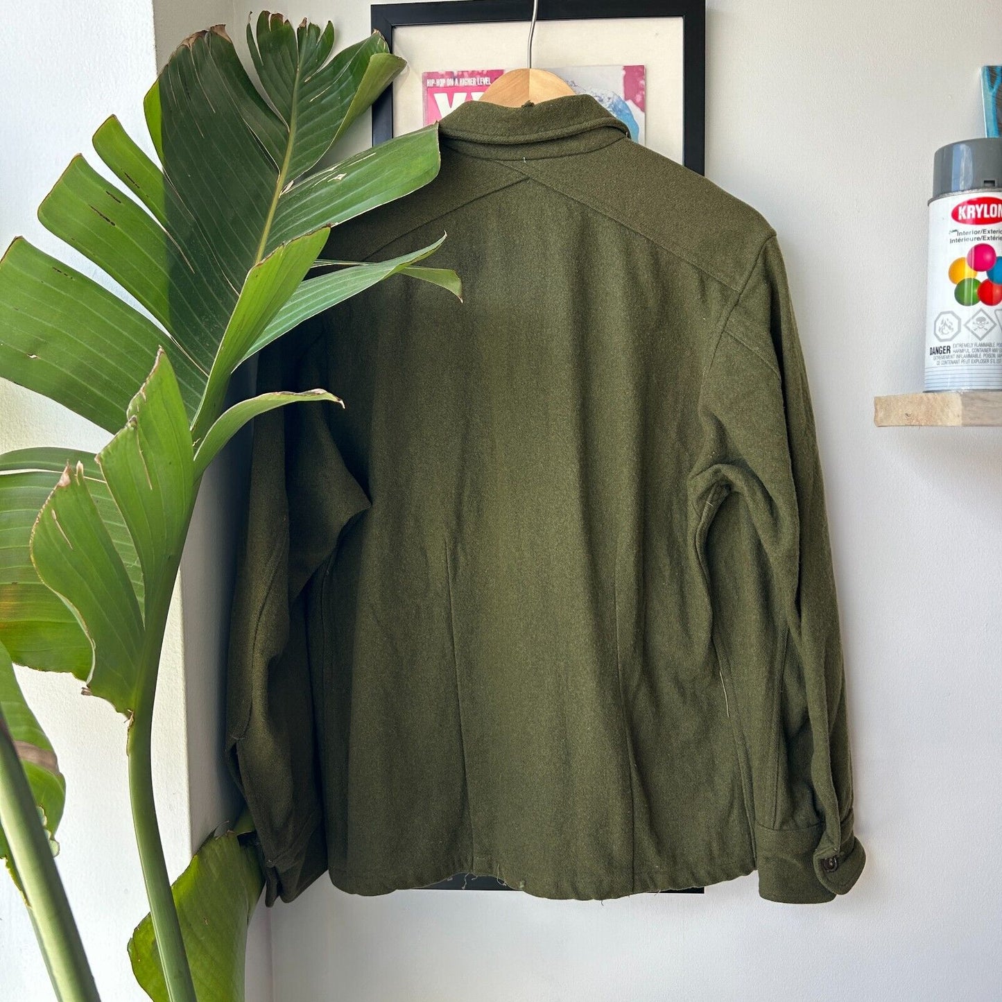 VINTAGE 60s 70s | U.S Army Military Fatigue Wool Button Down Shirt sz M Adult