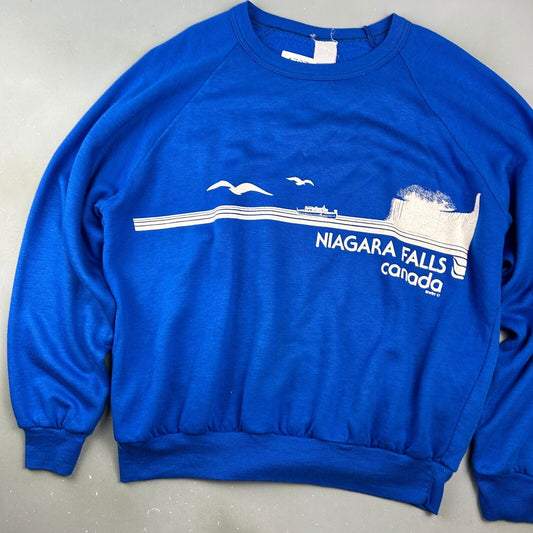 VINTAGE 80s | Niagara Falls Canada Blue Crewneck Sweater sz XL Adult