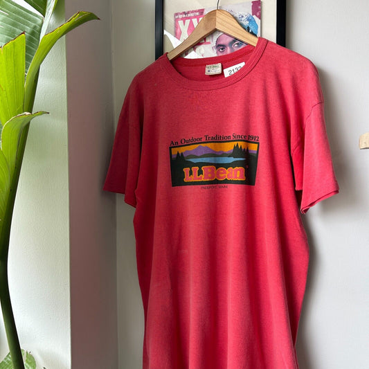 VINTAGE 80s | L.L Bean Outdoor Tradition Logo Champion T-Shirt sz L Adult