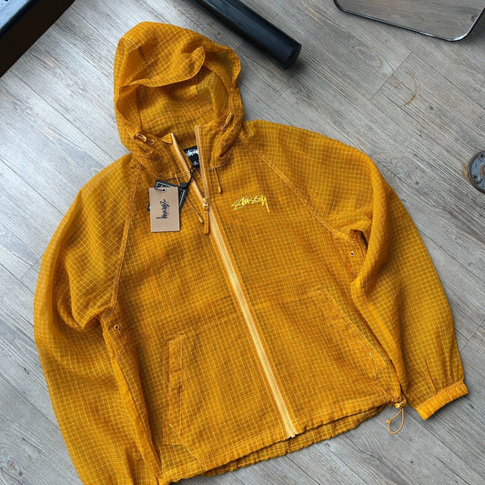 STUSSY | Beach Shell Transparent Ripstop Golden Yellow Jacket NWT sz S