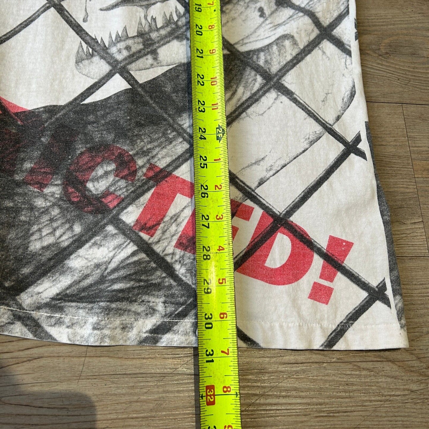 VINTAGE 90s | JURASSIC PARK Danger All Over Print Movie T-Shirt sz XL Adult