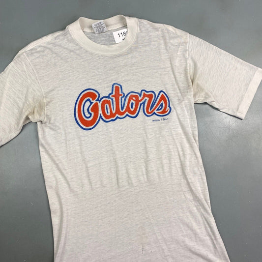 VINTAGE 70s/80s Gators Paper Thin White T-Shirt sz Small Adult