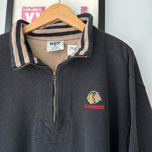 VINTAGE 90s | Chicago Blackhawks Lee Sport 1/4 Zip Sweater sz XL
