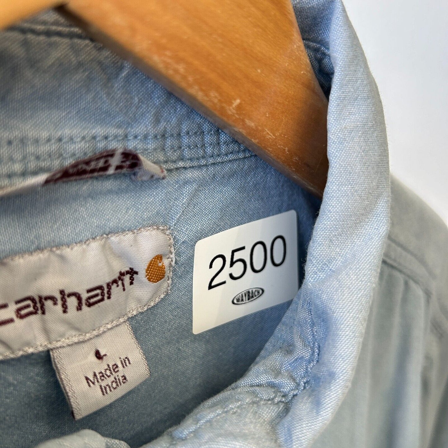 VINTAGE | Carhartt Denim Short Sleeve Button Snap Shirt sz L