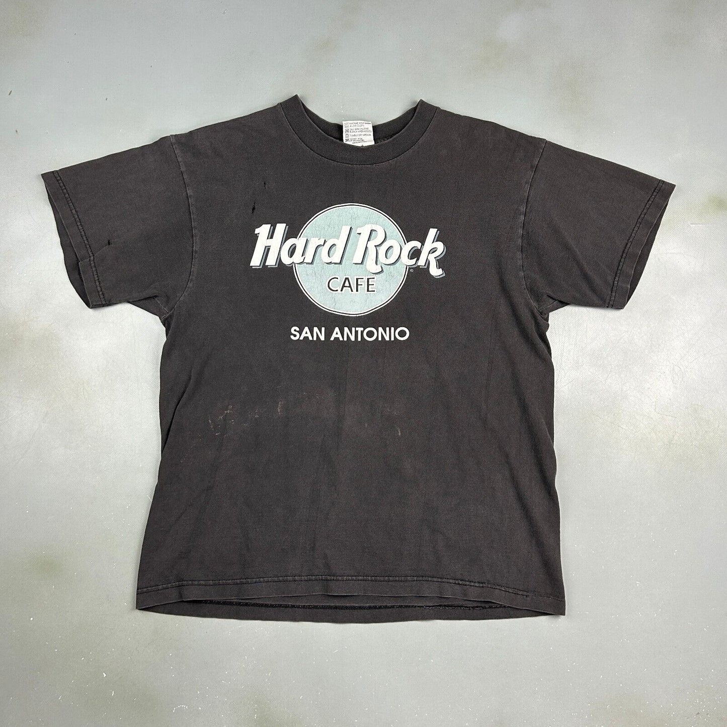 VINTAGE 90s Hard Rock Cafe San Antonio Black T-Shirt sz Medium Adult
