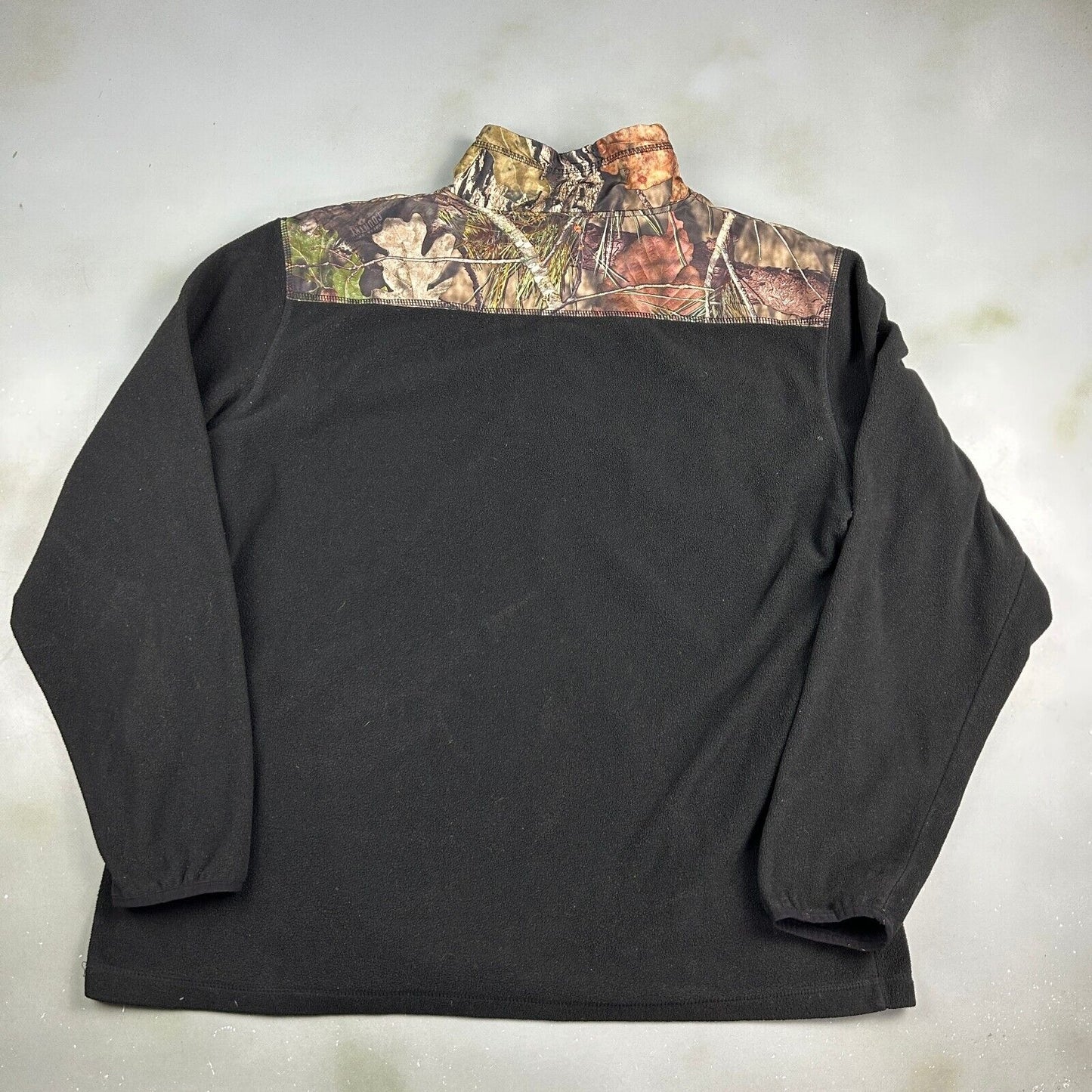 VINTAGE Tree Camo 1/4 Zip Black Fleece Sweater sz XXL Adult