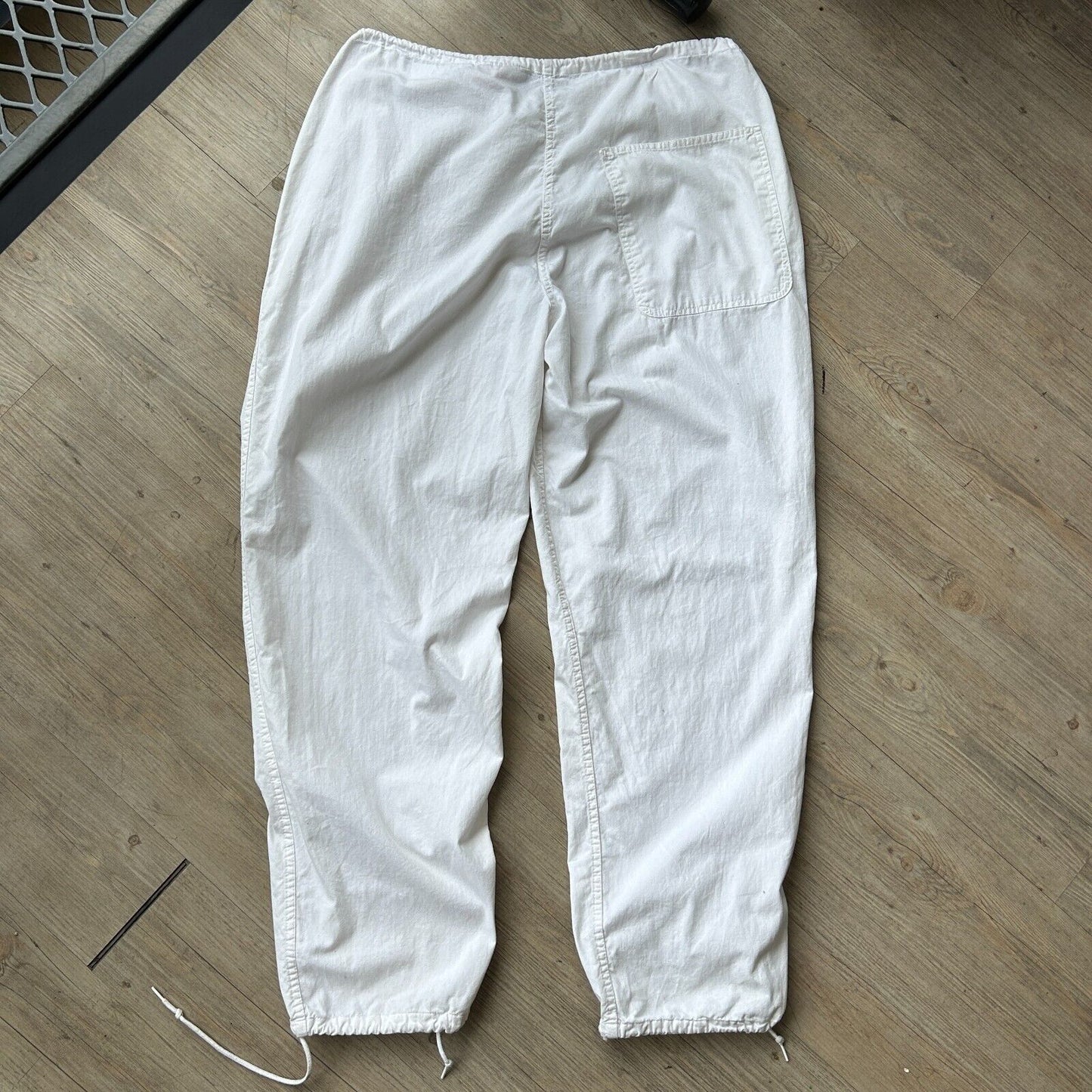 VINTAGE 90s | UFO White Cotton Parachute Baggy Pants sz OneSize