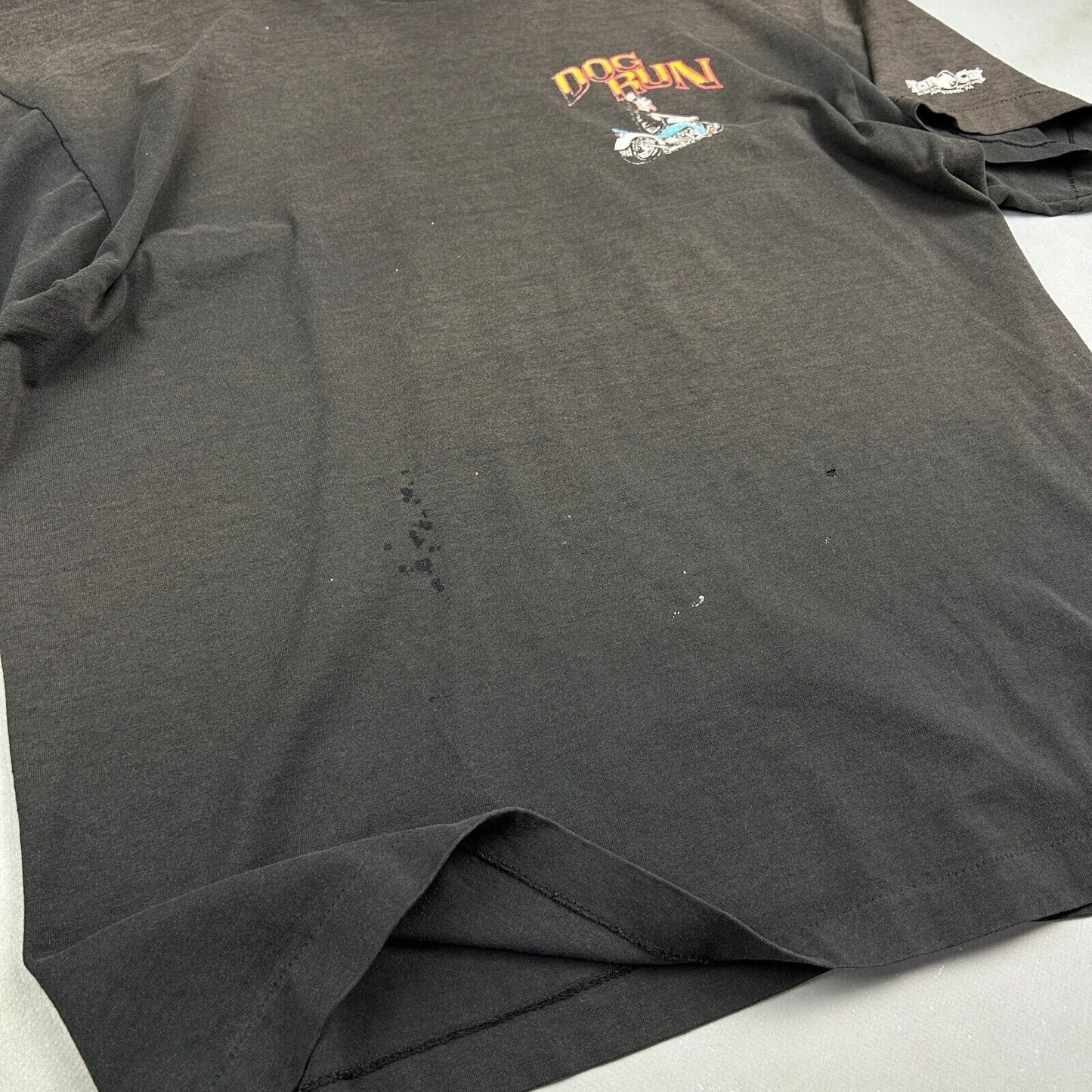 VINTAGE 90s | DOG RUN Motorcycle Biker Sun Faded T-Shirt sz XL Adult