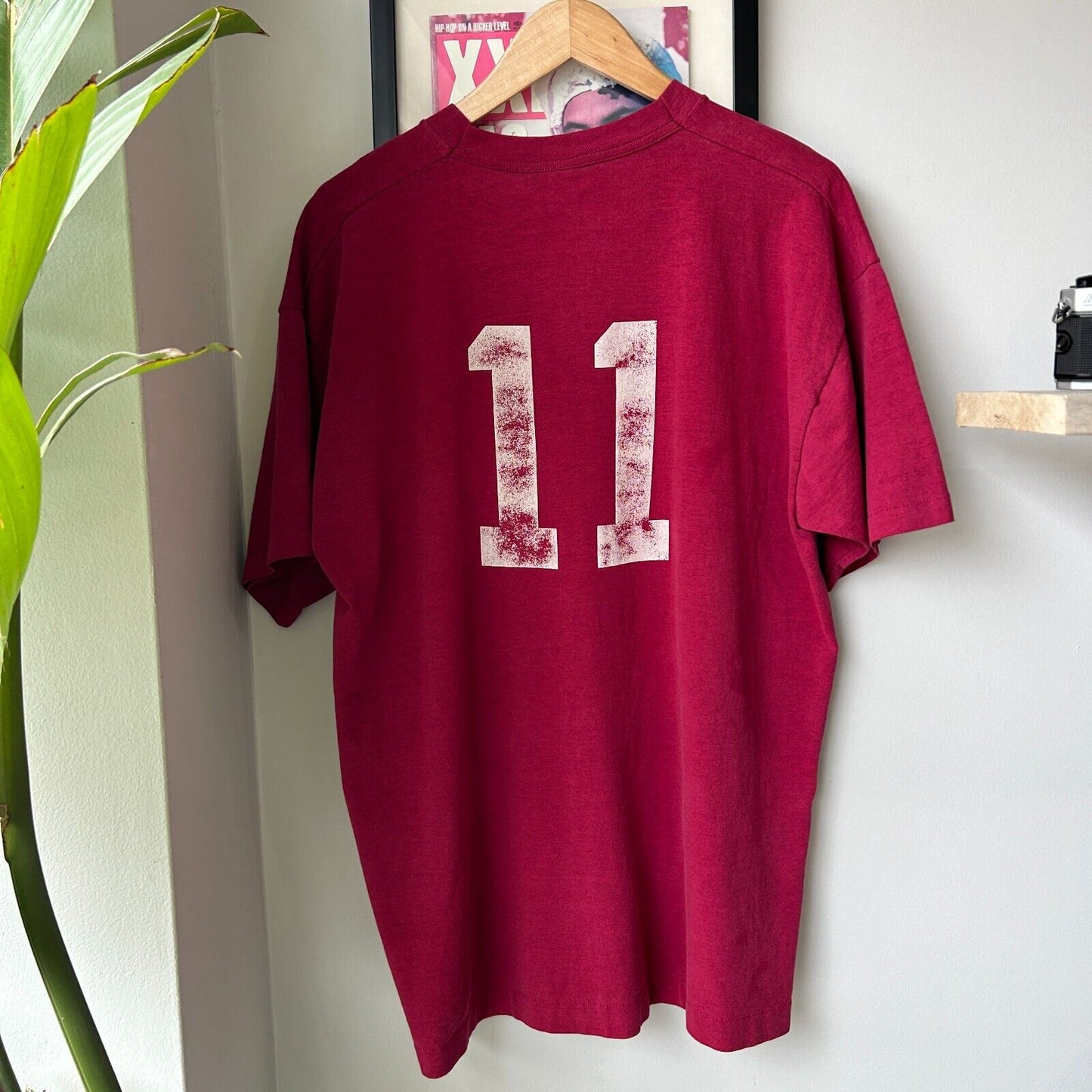 VINTAGE 90s | Sandwich Factory Faded Dark Red Baseball T-Shirt sz XL Adult