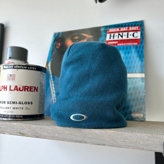 VINTAGE | Oakley Logo Aqua Skully Beanie HAT One Size Adult