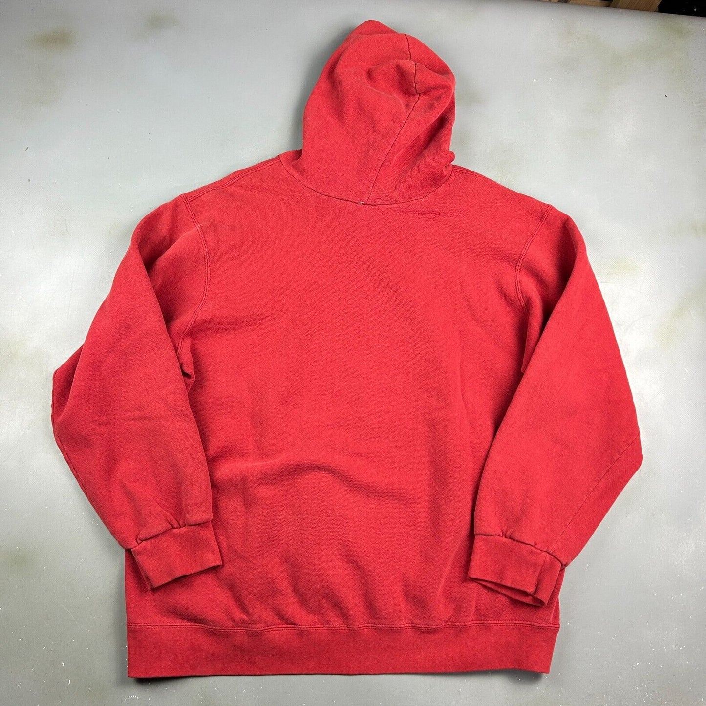 VINTAGE 90s | NIKE Mid Swoosh Faded Red Hoodie Sweater sz XL Adult