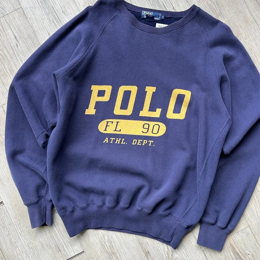 VINTAGE 90s | Polo Ralph Lauren Athletic Dept. FL 90 Crewneck Sweater sz S/M
