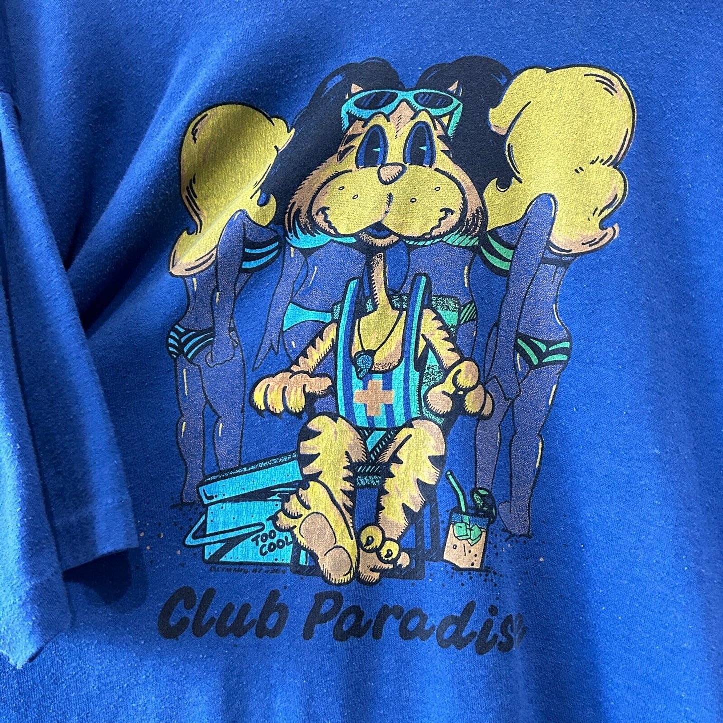 VINTAGE 80s | Club Paradise Beach Illustration Art T-Shirt sz L Adult