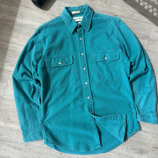 VINTAGE | St. Johns Bay Teal Blue Chamois Cloth Button Down Shirt sz M-Tall