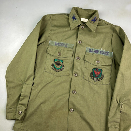 VINTAGE | U.S Air Force Green Fatigue OG 507 Button Down Shirt sz M Adult