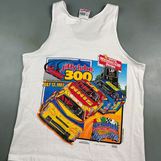 VINTAGE 90s | Jiffy Lube 300 Racing Sleeveless Tank T-Shirt sz M Adult