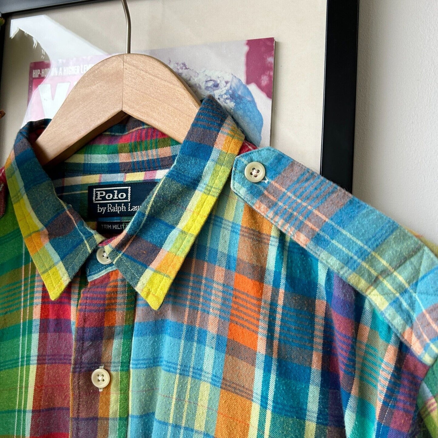 VINTAGE | Ralph Lauren POLO Military Trim Button Down Shirt sz XL Adult