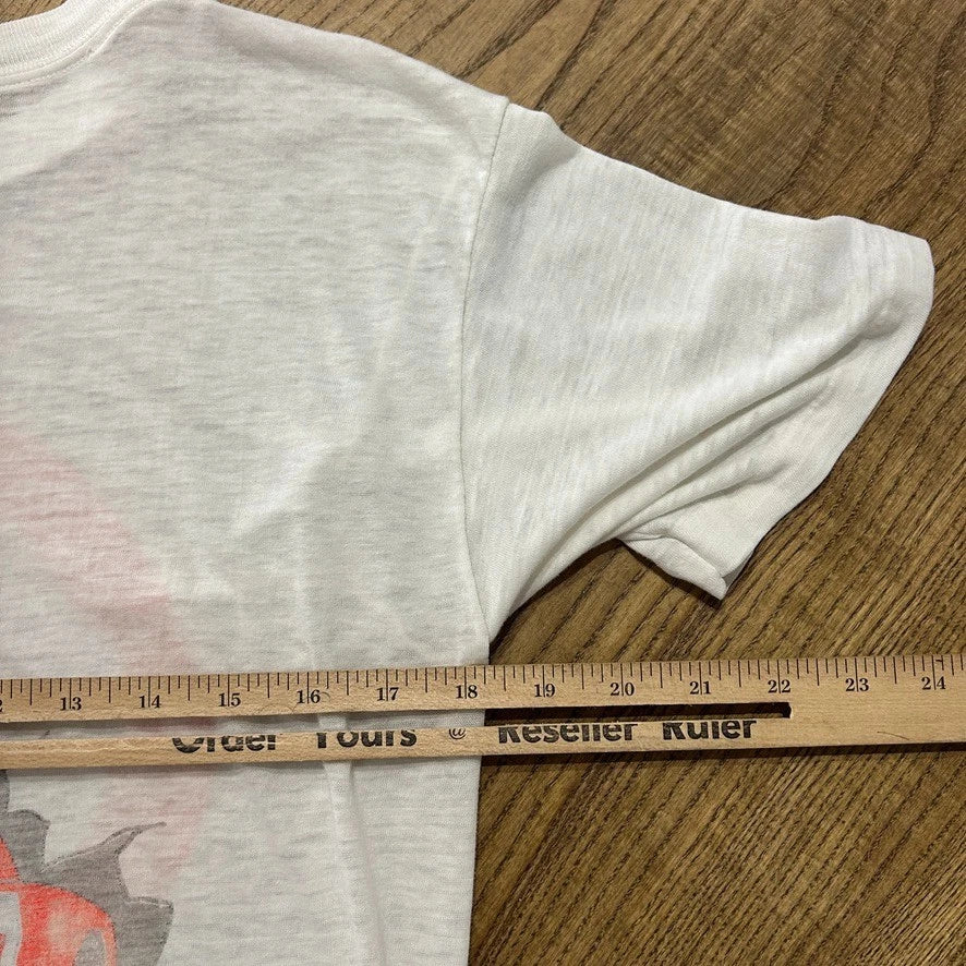 VINTAGE 90s | Tide Racing Heavy Fade Paper Thin White T-Shirt sz M