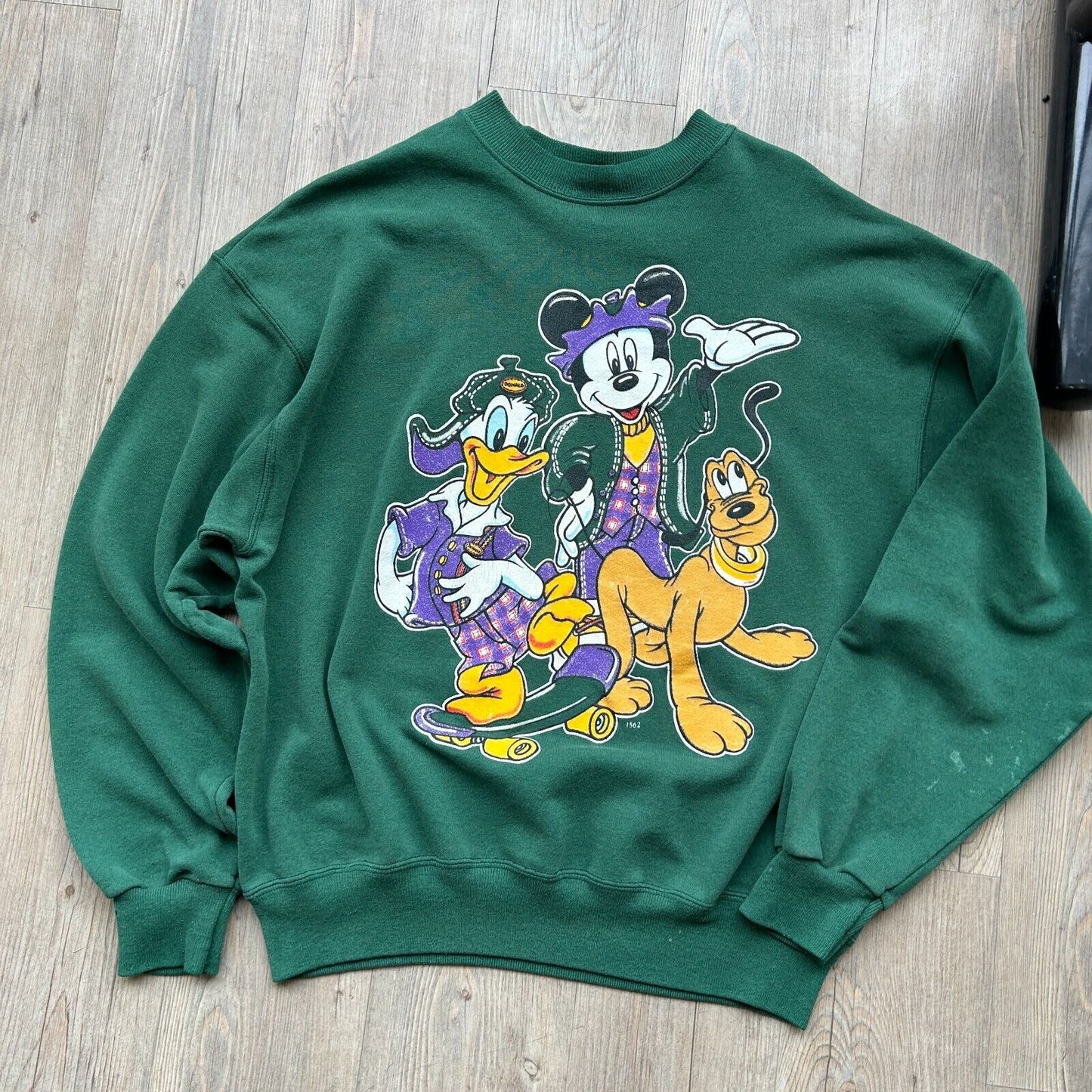 VINTAGE 90s | Mickey Mouse Donald Duck Pluto Cartoon Sweater sz L Adult